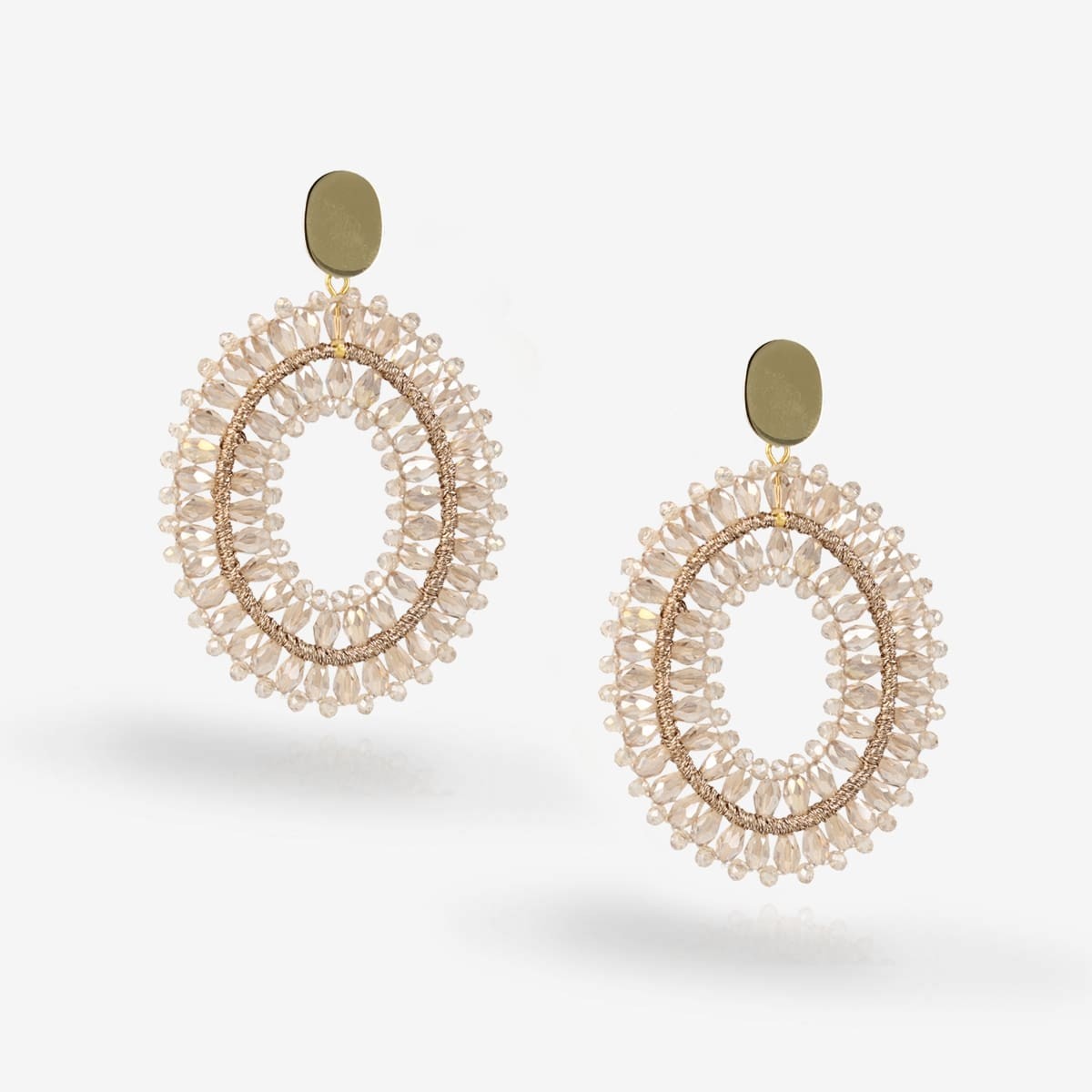 Double Stone Oval - Ohrhänger - 18k vergoldet