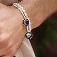 Vorschau: Gold Blue Cosmic Love Pearl - Armbänder - 18k vergoldet