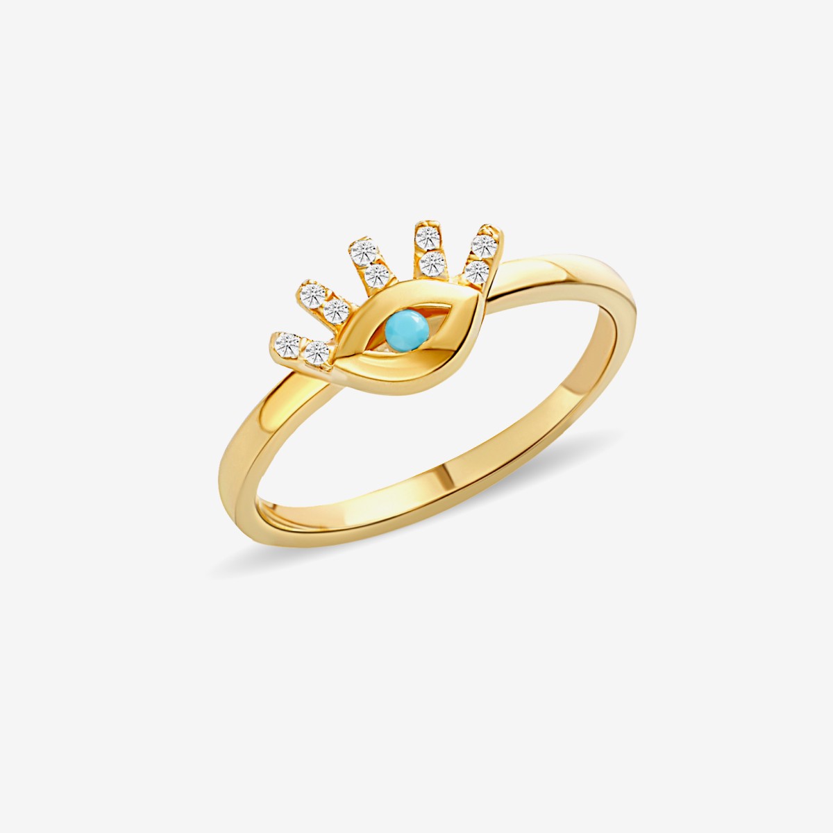 Turquoise Diamond Evil Eye - Ring - 14k Gold