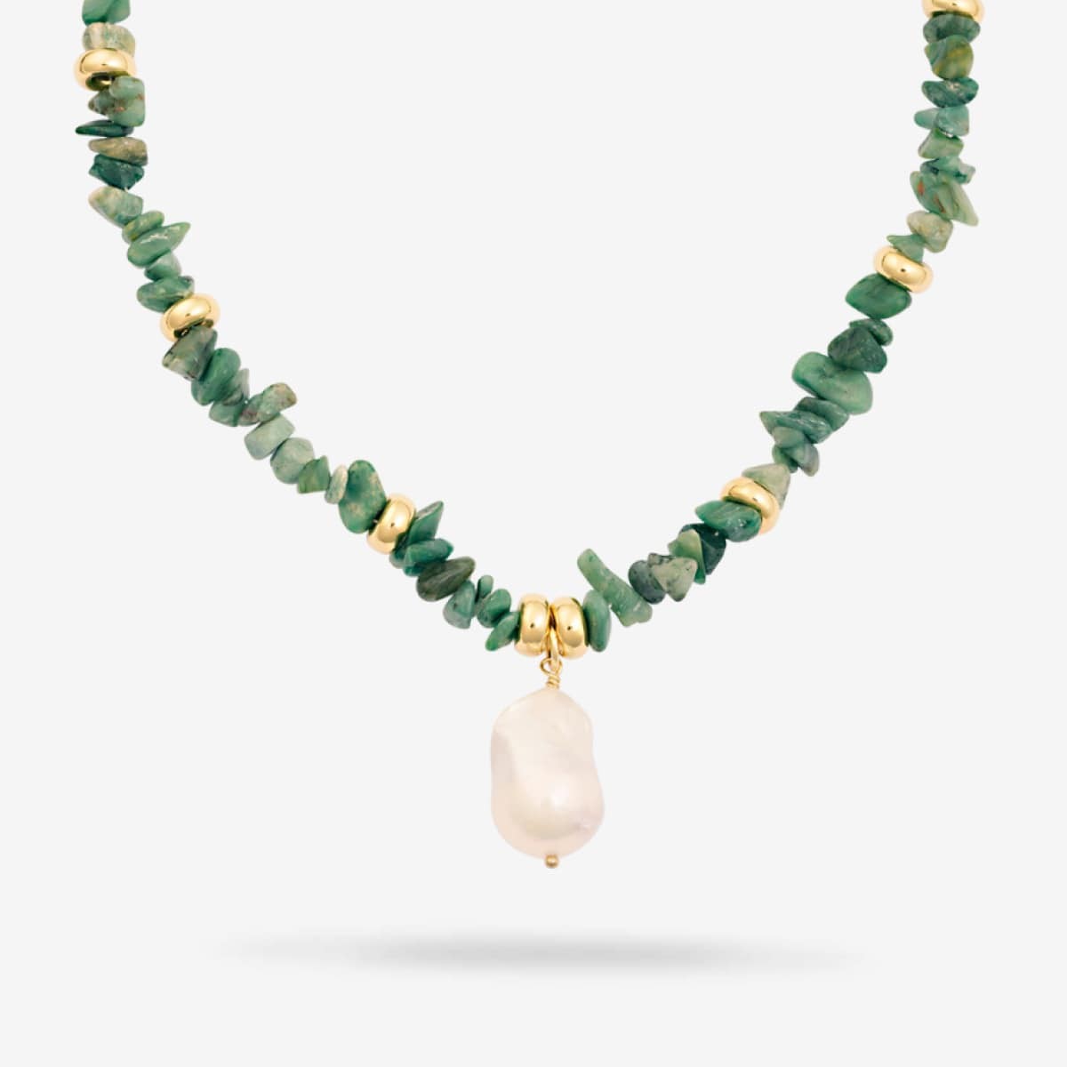 Prase Chain with Pearl - Halsketten - 18k vergoldet