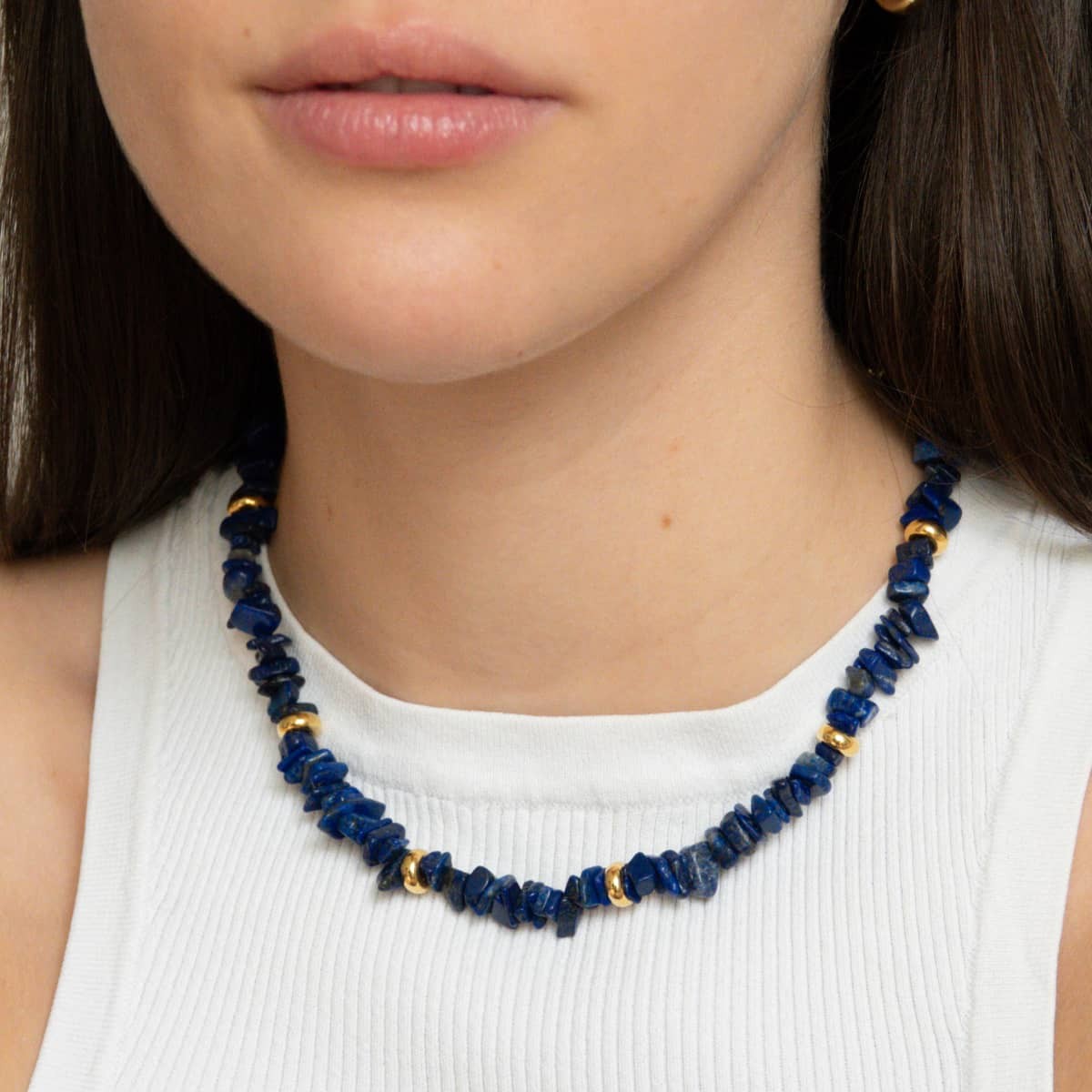 Blue Lapis Chain without Pearl - Halsketten - 18k vergoldet