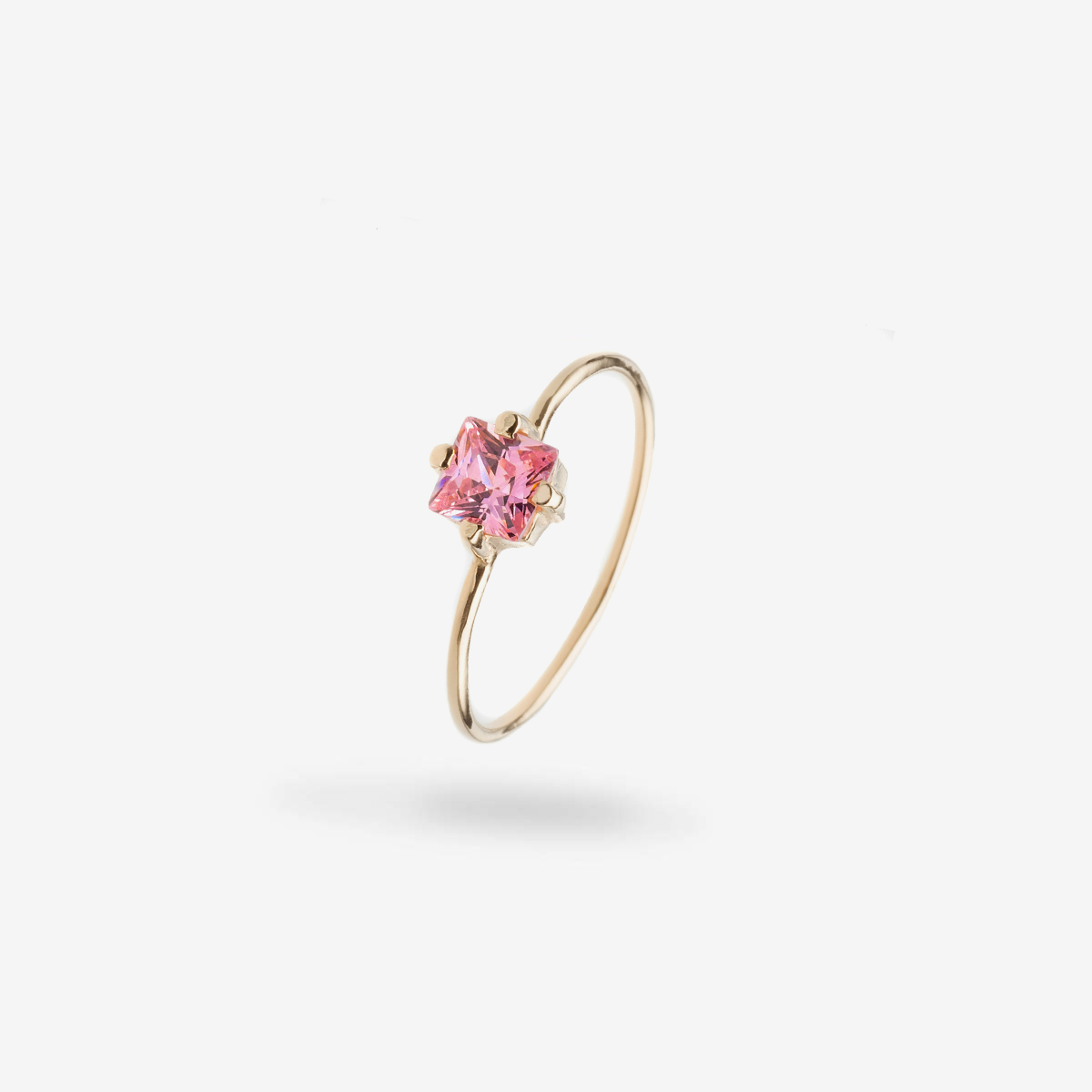 Baby D Carre pink - Ring - 14k Gold