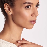 Vorschau: Diamond Pave Lock and Key - Ohrstecker - 14k Gold